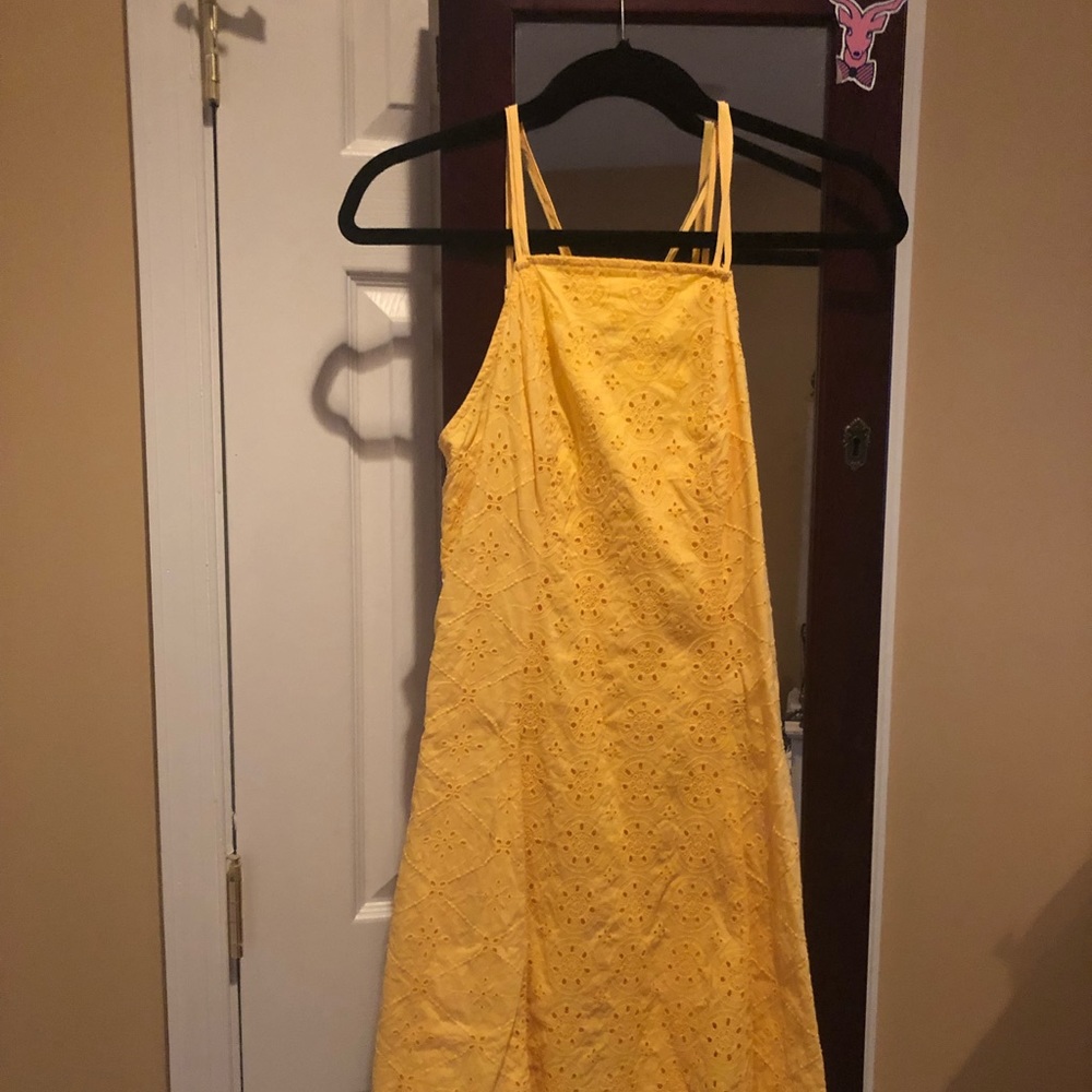 Yellow high neck  dress